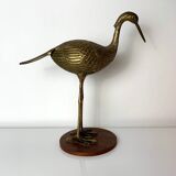 Sculpture subject vintage heron bird in brass