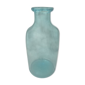 Vase or bottle bubble turquoise blue blows mouth