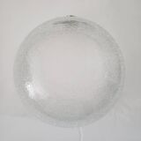 Salad bowl in cracked glass with silver decoration