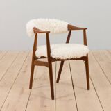 Th. Herlev, Farstrup solid teak chair in natural sheepskin upholstery, Denm