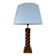 Turned wooden lamp, 2M fabric cable, cotton shade.