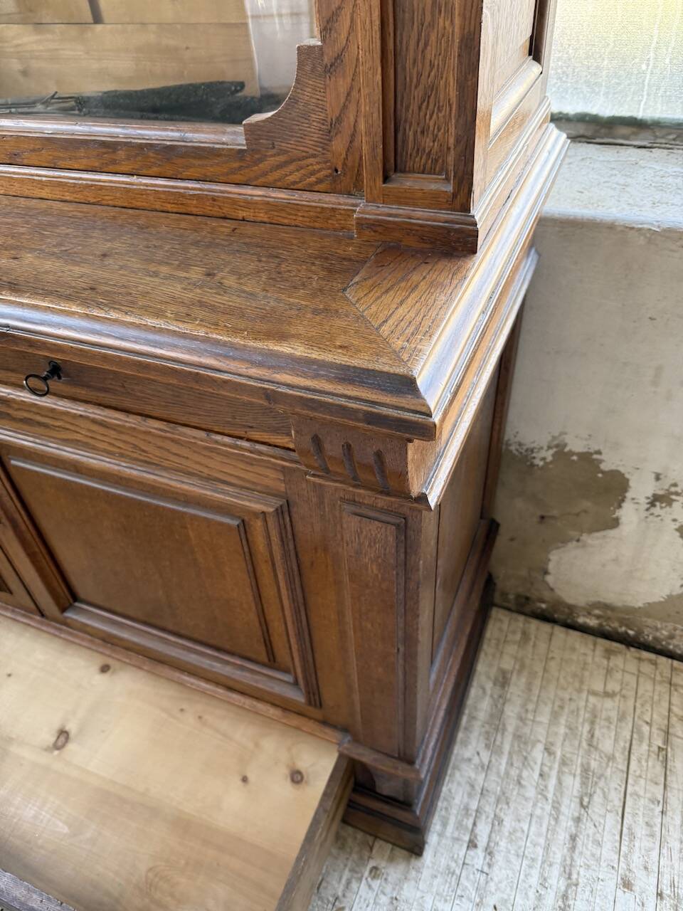 Antique XL Napoleonic oak glass bookcase, 19th century