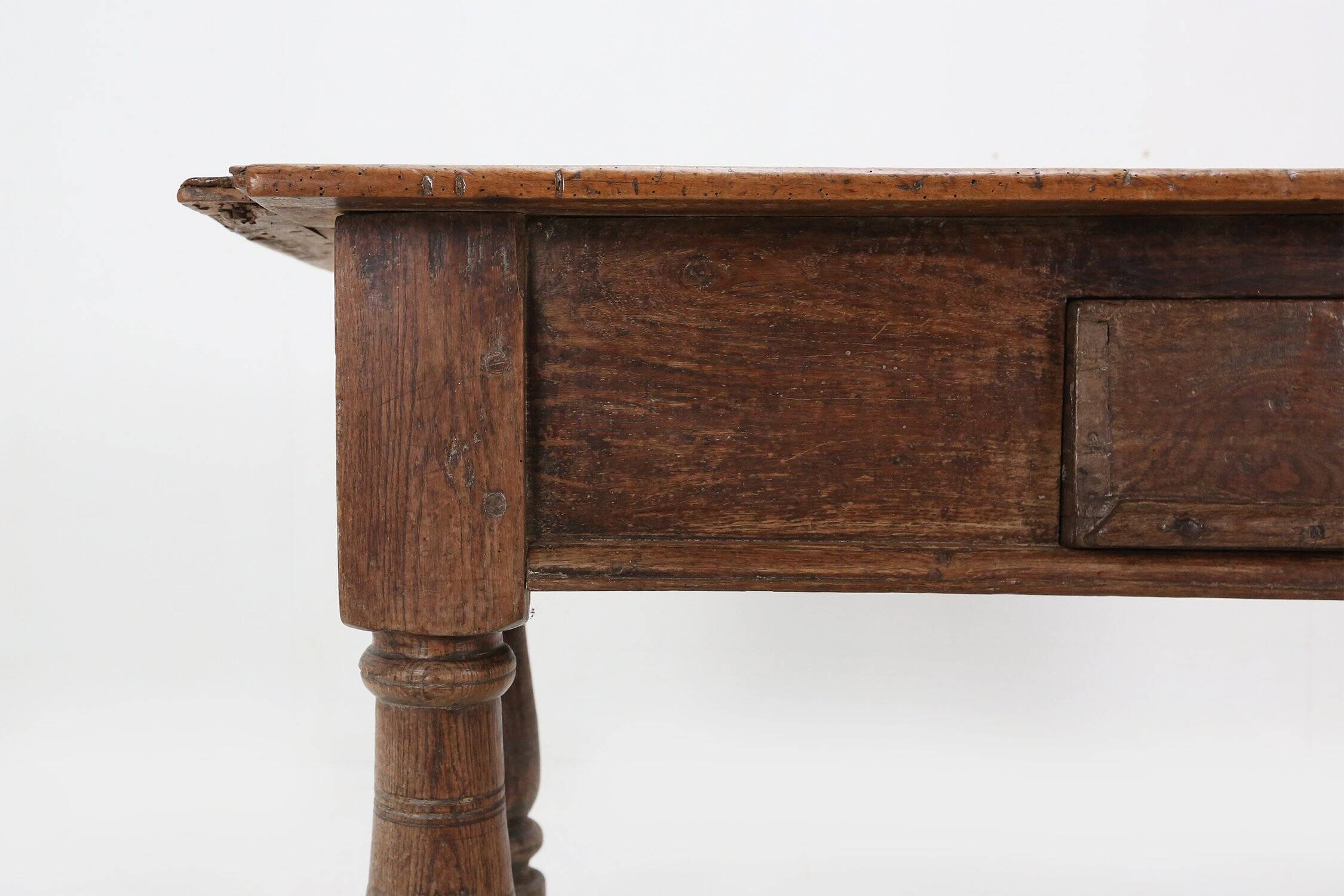 Belgian Antique oak console table with drawer, ca. 1740