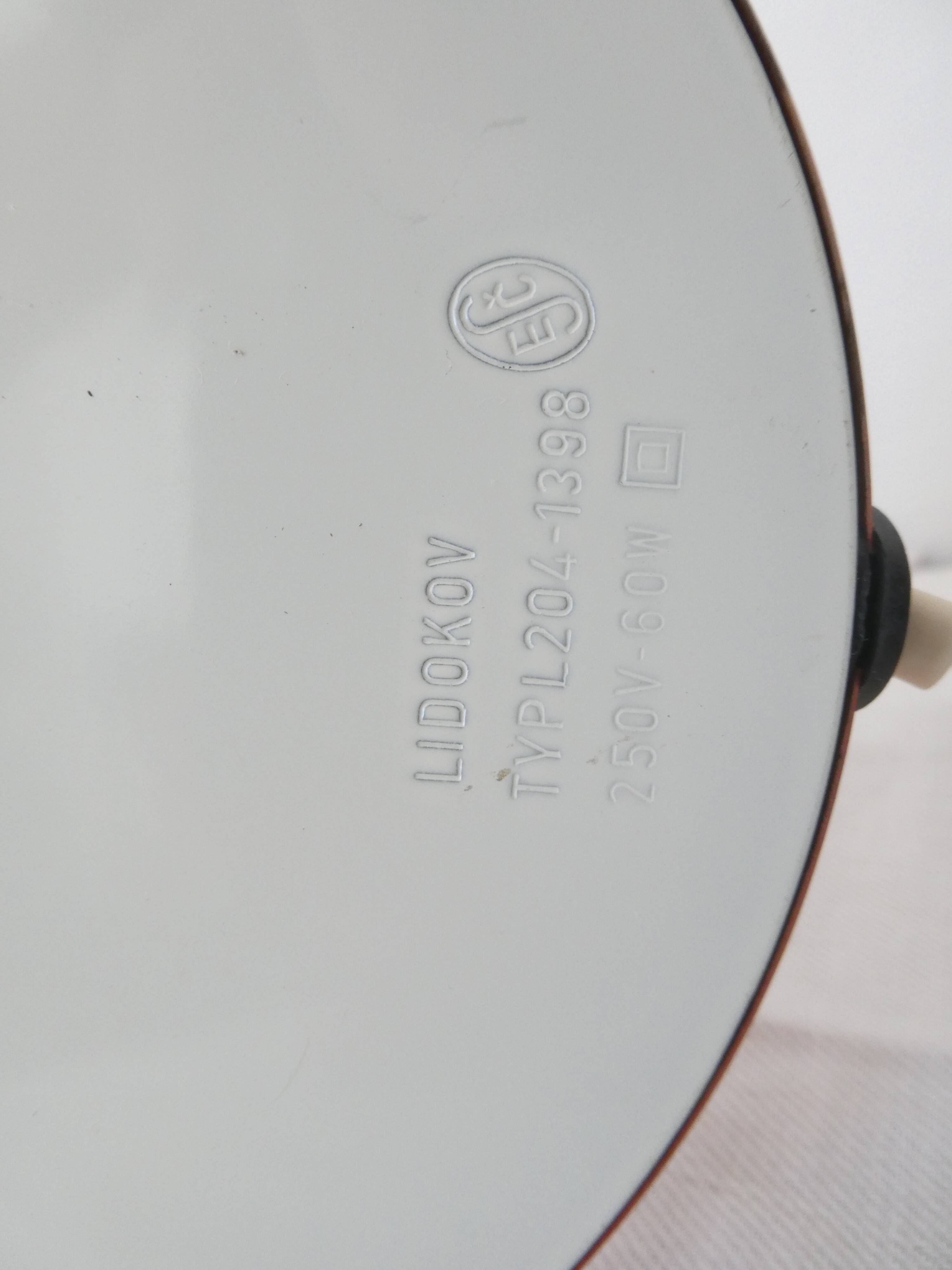 Lidokov desk lamp Czechoslovakia metal and opaline original, 1960