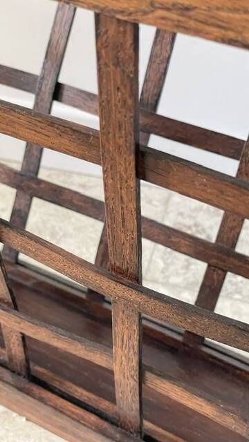 Vintage woven oak magazine rack