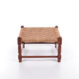 Vintage Brutalist stool or footstool made of jute rope, 1960s