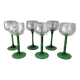 Set of 6 Vintage Luminarc France Green Stem Wine Glasses | French Glassware