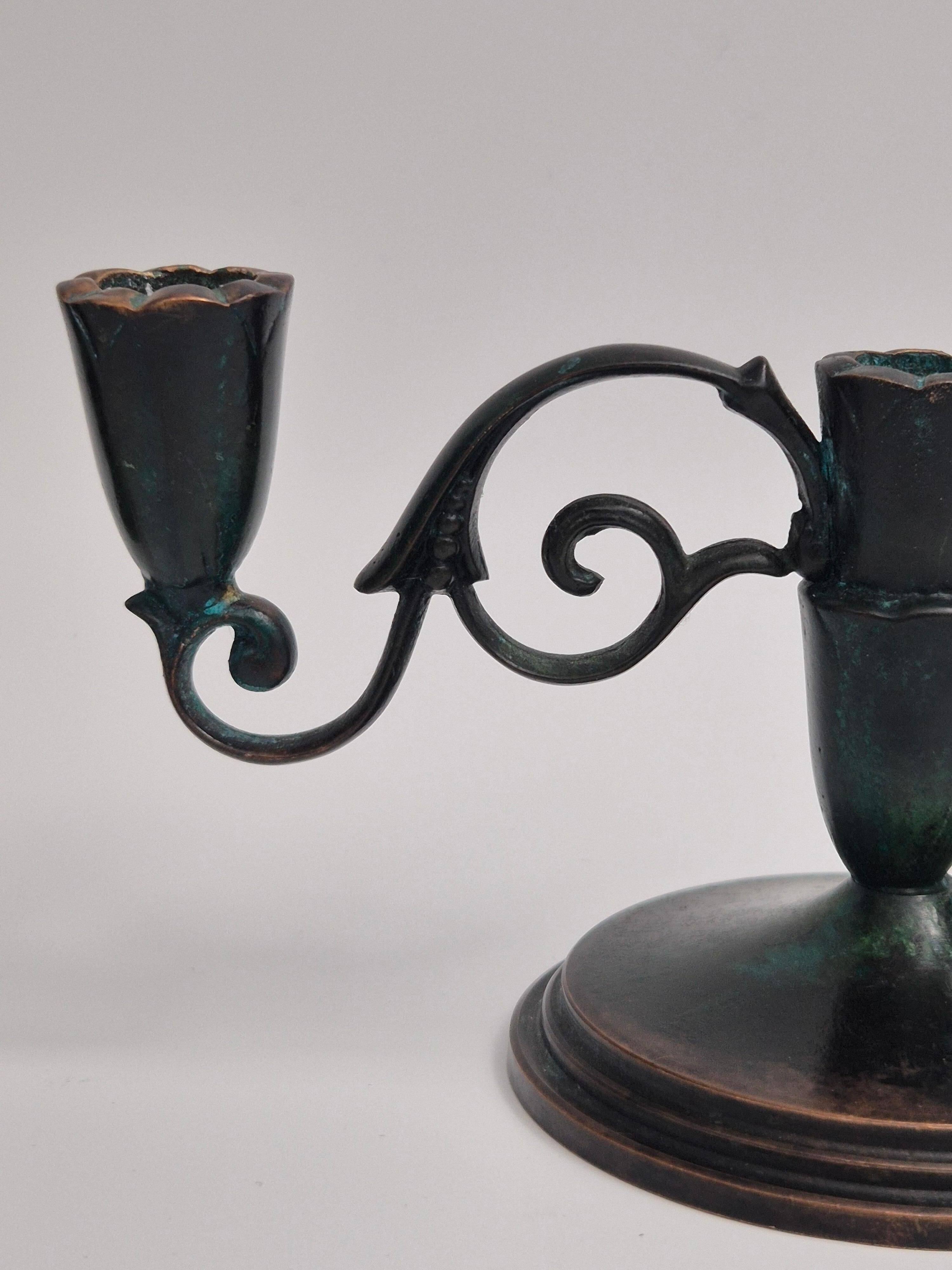Pair of rare decorative bronze candelabra, Danish Grace 1920s/30s
