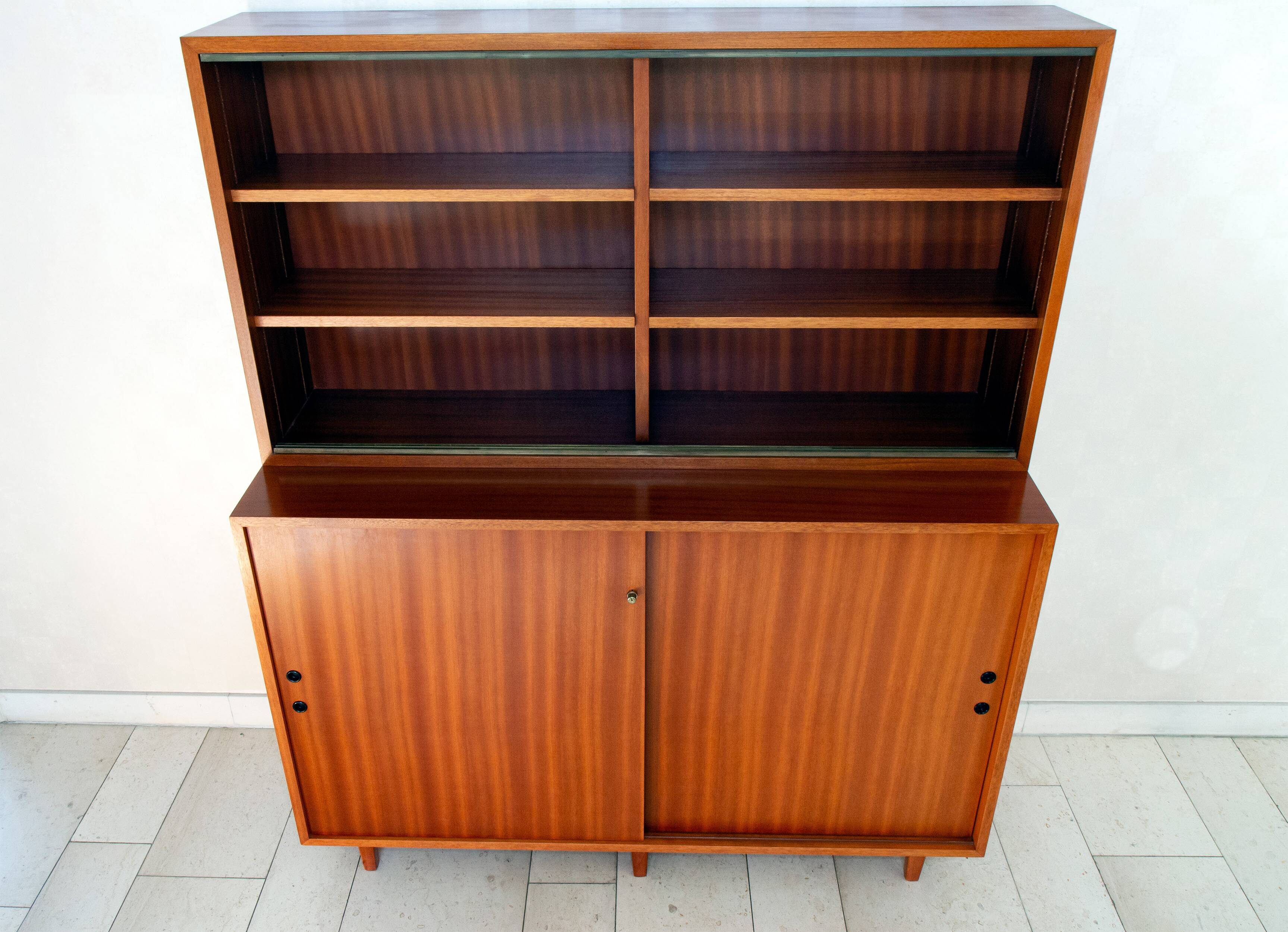 Burwood bookcase, mahogany and display case, 1976