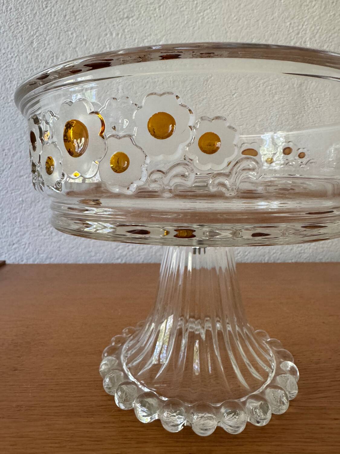 60s crystal glass footed bowl