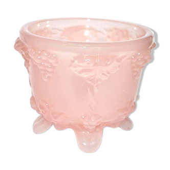 Portieux? Vintage Sugar Bowl in pastel pink opaline - vine and grape decor