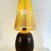 Lampe de table en céramique et sisal par Agne Aronsson, Suède, années 1960.