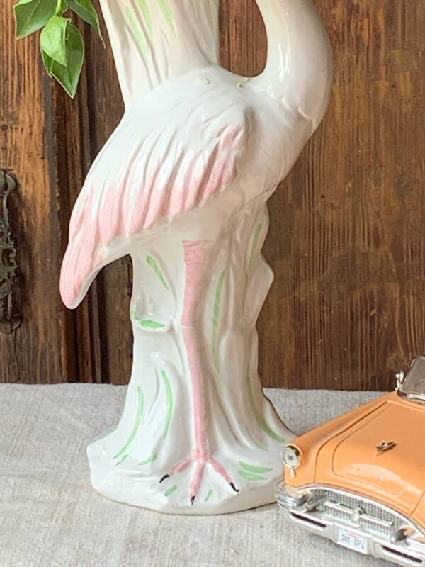 Vase flamant rose céramique Italie 1980