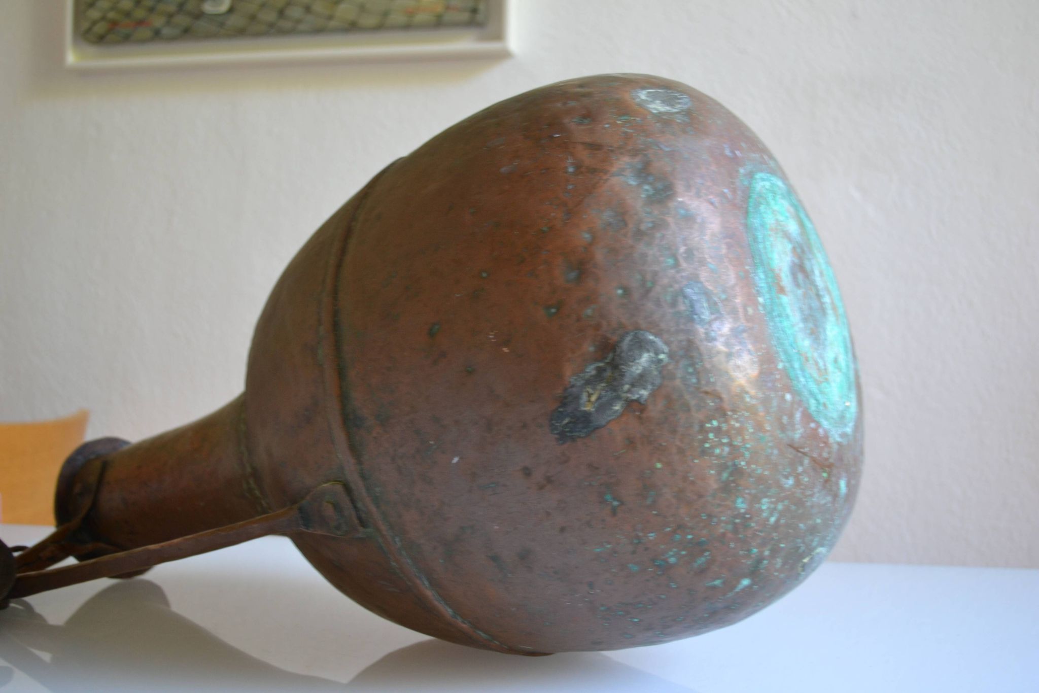ancien grand coquemar en cuivre rouge