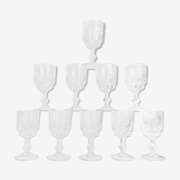 10 liquor glasses luminarc model lance, 1970 made in france