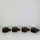 4 tasses en teck et verre style scandinave par Schott Mainz Jena Glas, 60's