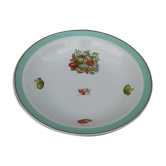 Plat rond creux en faïence Fenal Badonviller motif potager légumes diam 29 cm