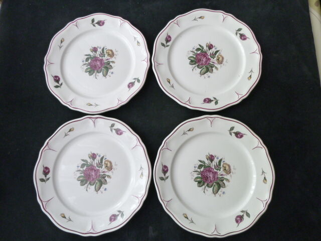 Set of 4 dessert plates Orchies Moulin des Loups Floréal model