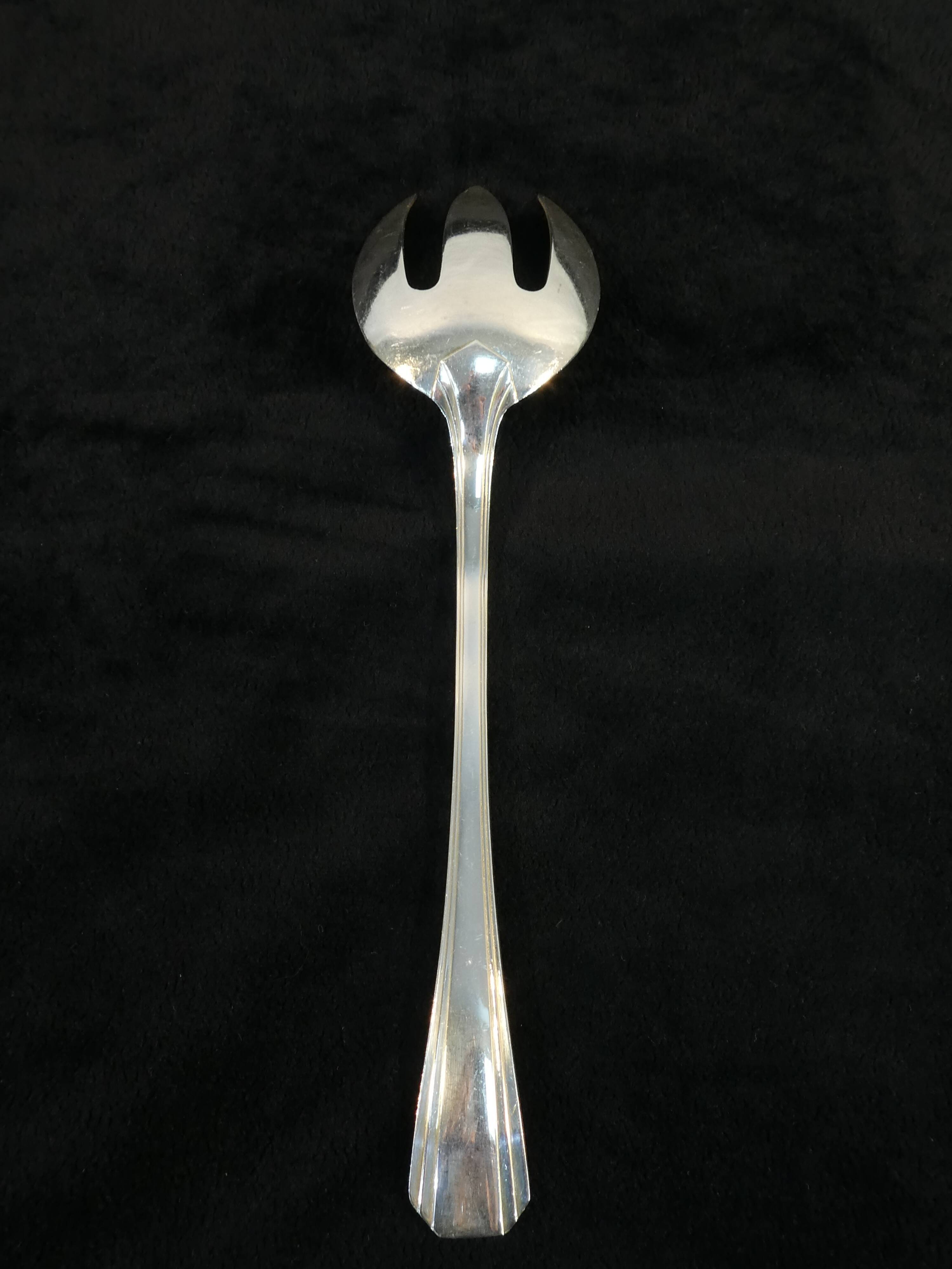 Art deco salad serving fork Christofle model Boreal by Luc Lanel