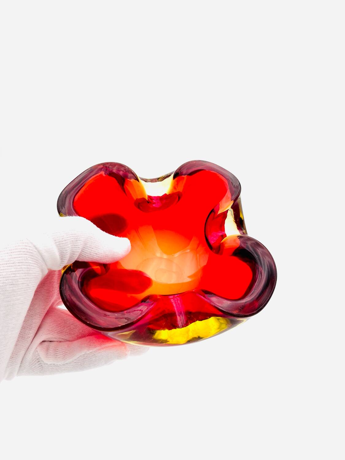 Murano Sommerso Red & Yellow Dish - Flavio Poli - circa 19