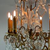 Bronze cage chandelier trimmed with grapevines, early twentieth century