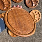 Set of 8 vintage teak plates with compartments