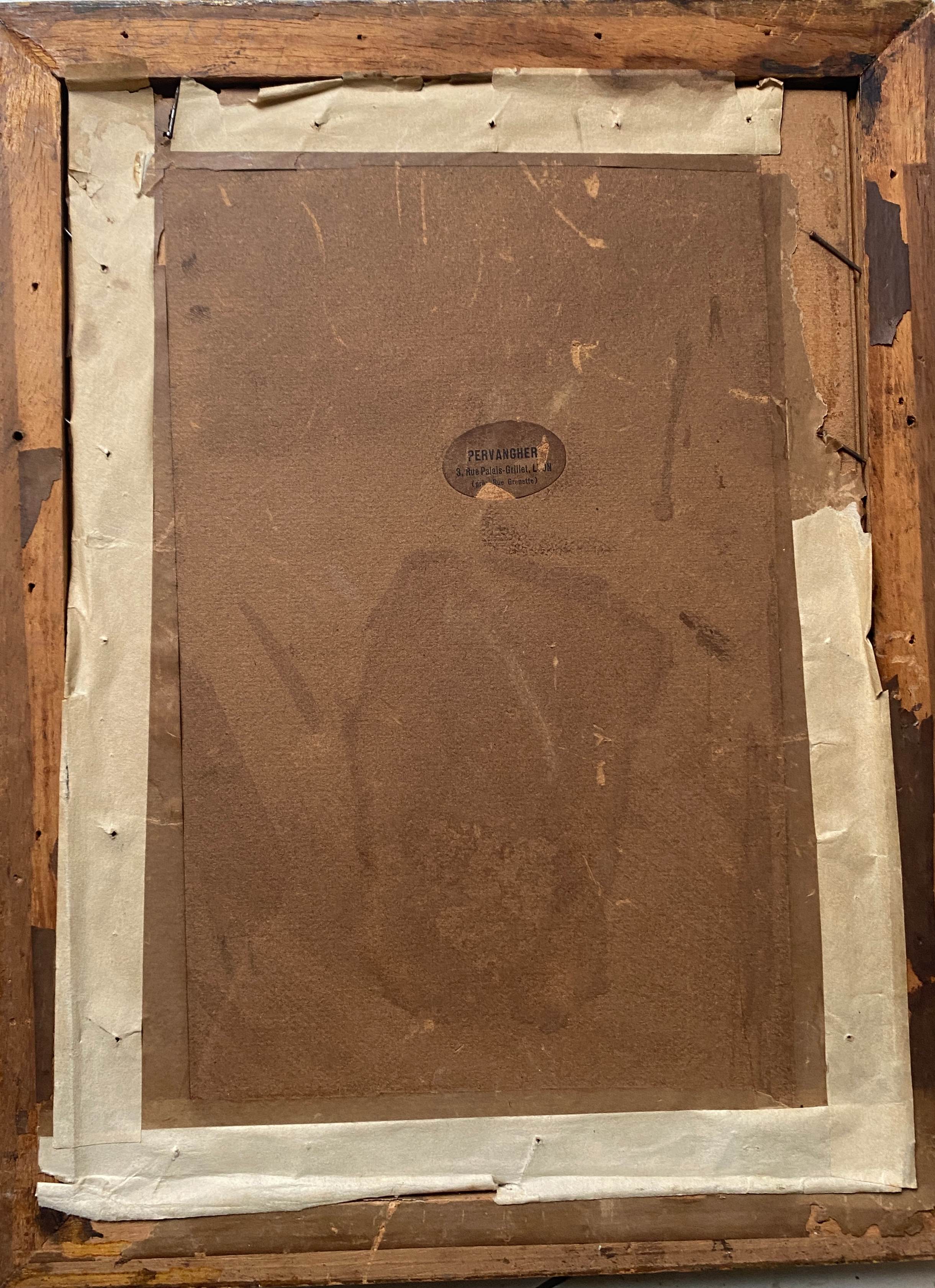 Watercolor painting "Path in the woods" signed + frame early twentieth century