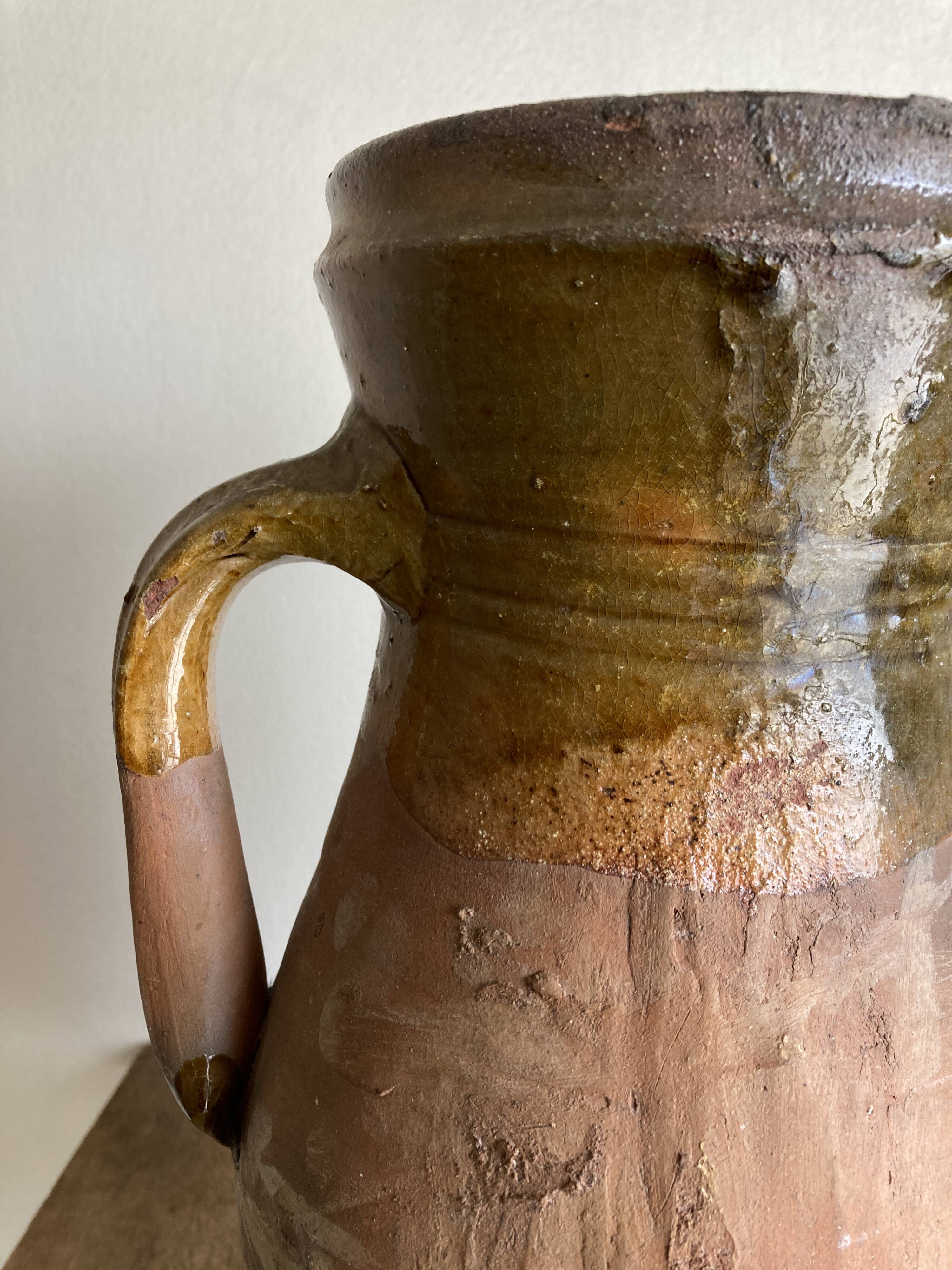 XL vase jar amphora in glazed terracotta
