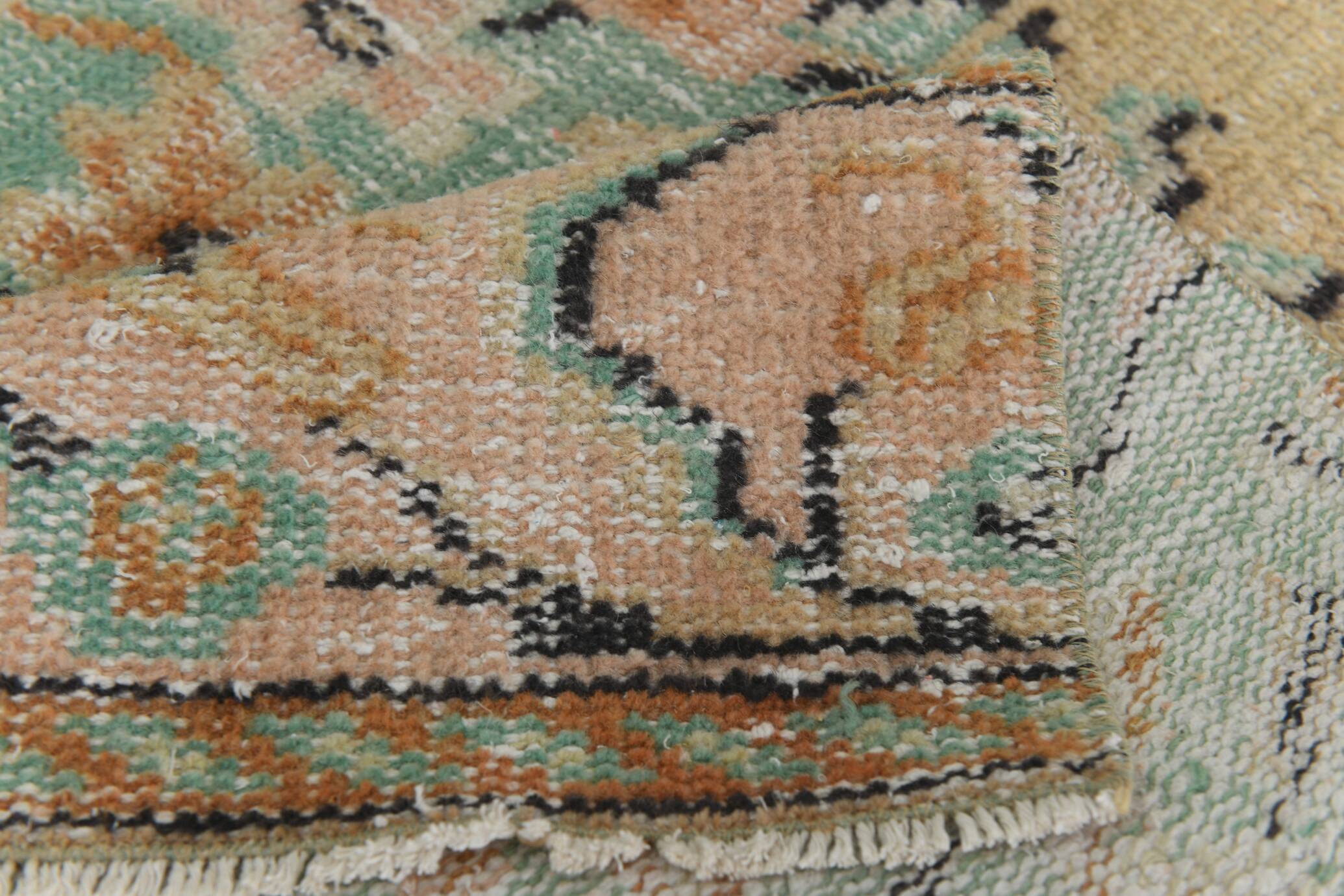 3x10 Light Green & Cream Antique Vintage Runner Rug, 80x296Cm