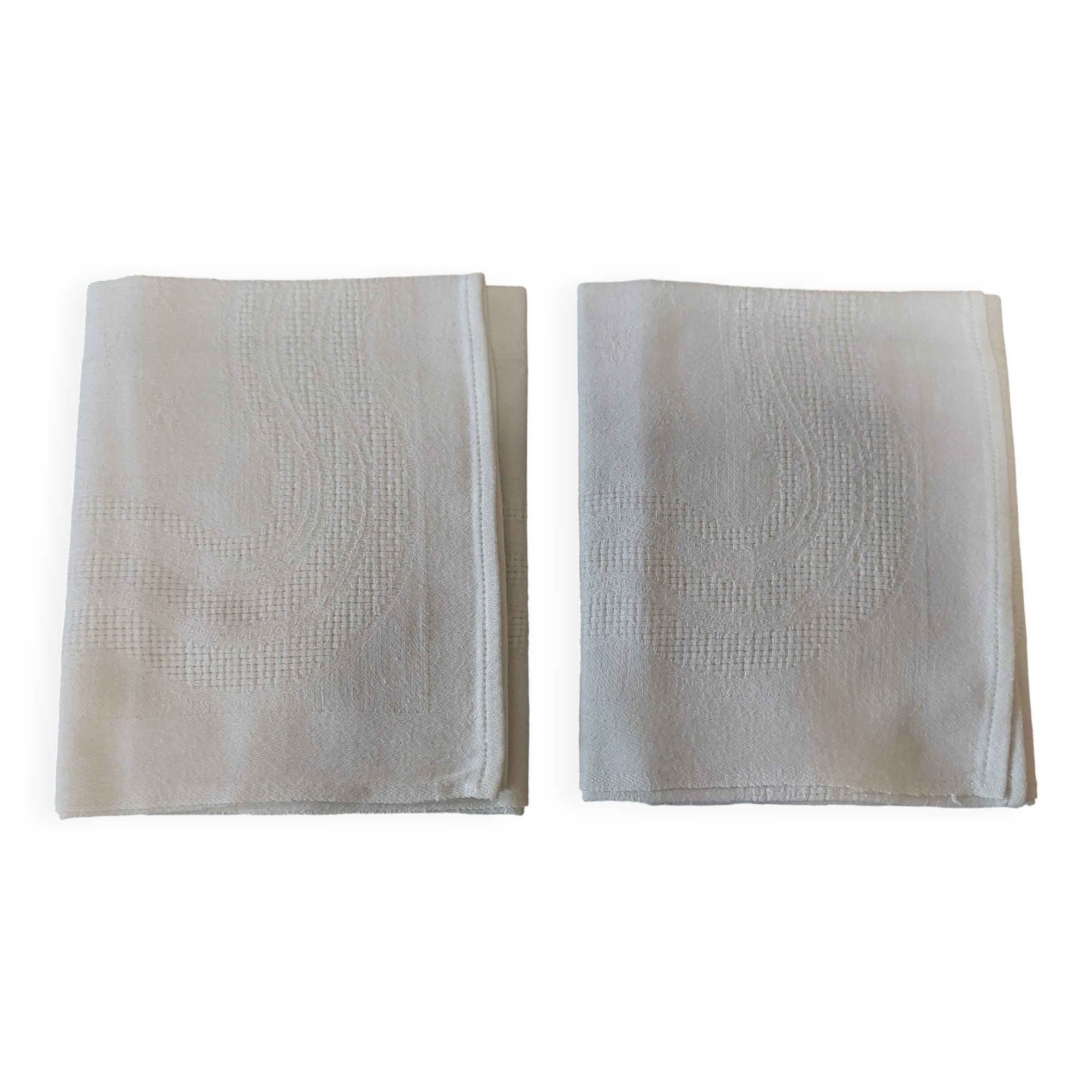 Pair of antique cotton damask napkins