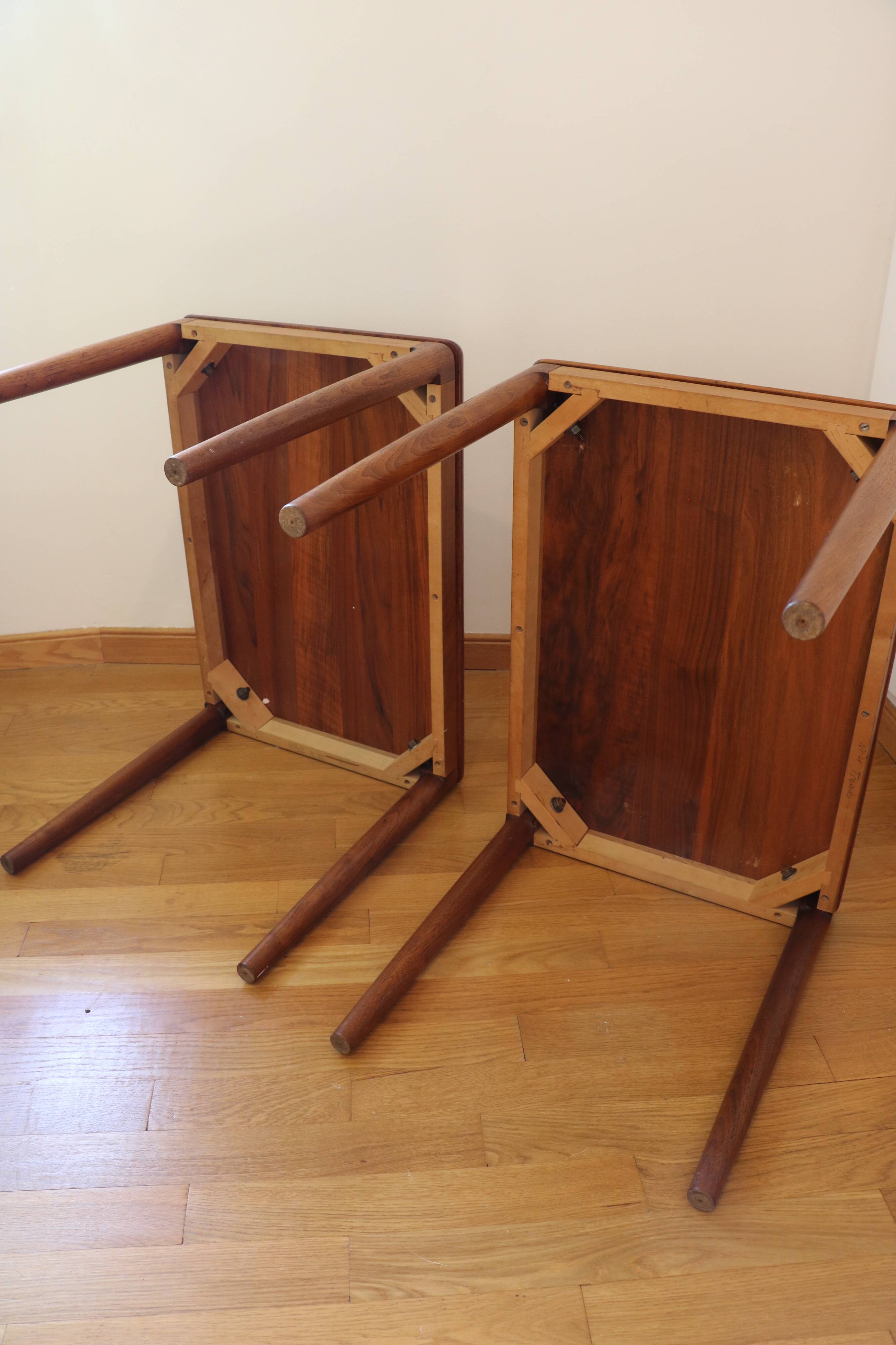 Scandinavian teak side tables by Hugo Troeds.