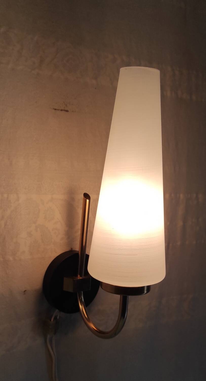 Brass and glass wall lights - 50s/60s
