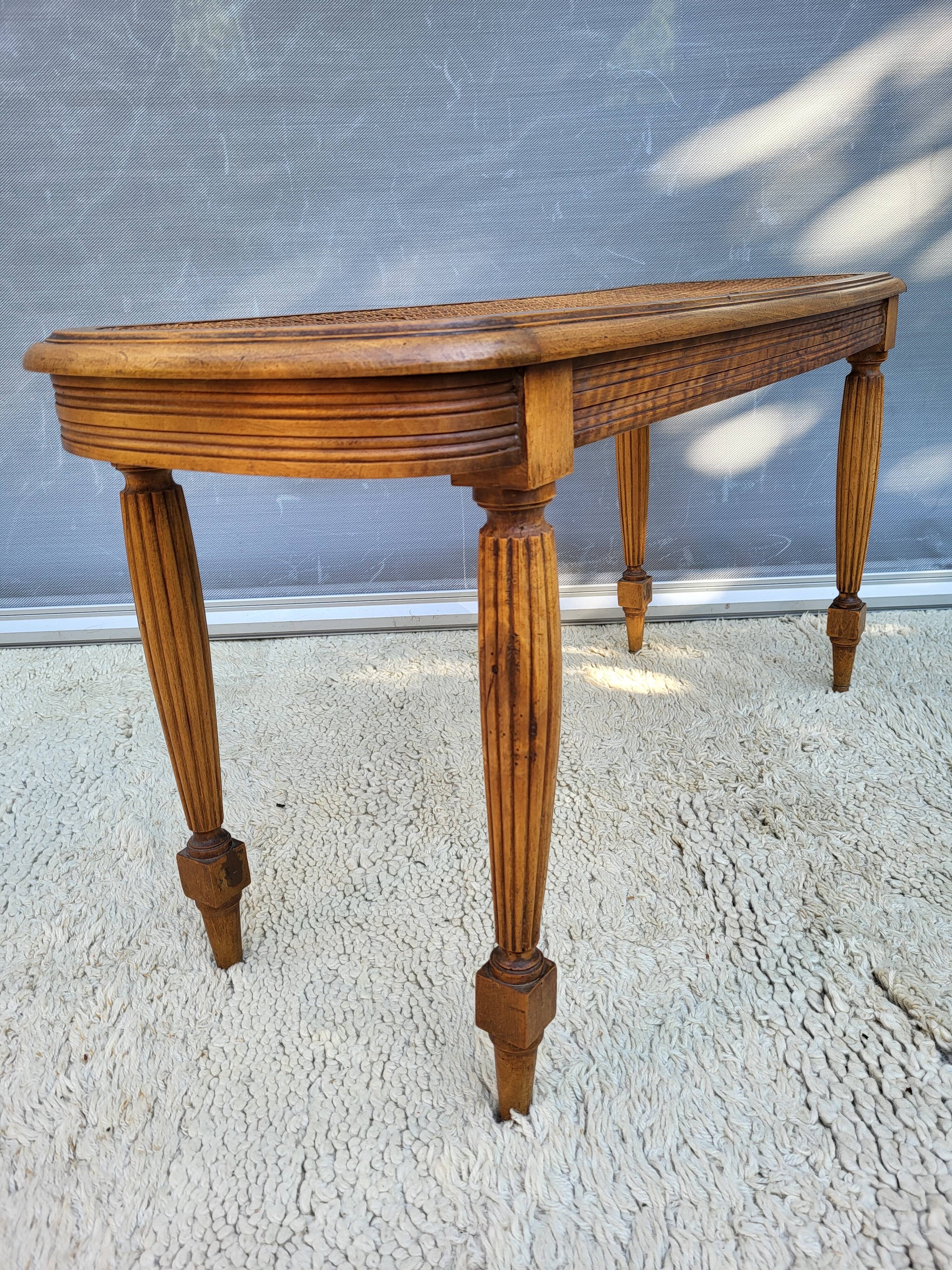 Louis XVI style piano bench in wood and cane