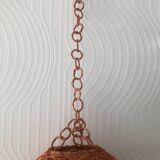 Vintage orange rattan ball pendant from the 70s