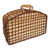 Wicker picnic basket, blue gingham interior