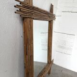 Pair of large vintage bamboo mirrors, 1970s