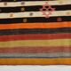 Tapis kilim vintage turc rayé multicolore à motifs géométriques, 190x320 cm