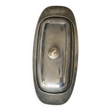 Beurrier vintage en métal argenté poignée gland