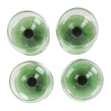 Set of 4 Vintage Luminarc Roemer Wine Glasses Green Ribbed Base