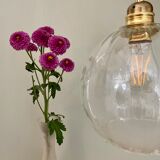 Vintage globe pendant lamp in slightly bubbled glass