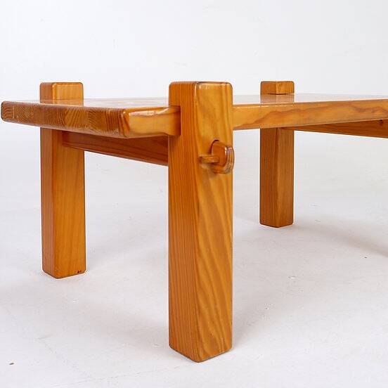 Vintage Brutalist solid pine coffee table from the 70s