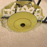 Brass and yellow glass hanging lamp