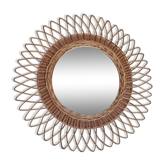 Miroir rotin soleil vintage 50x50cm