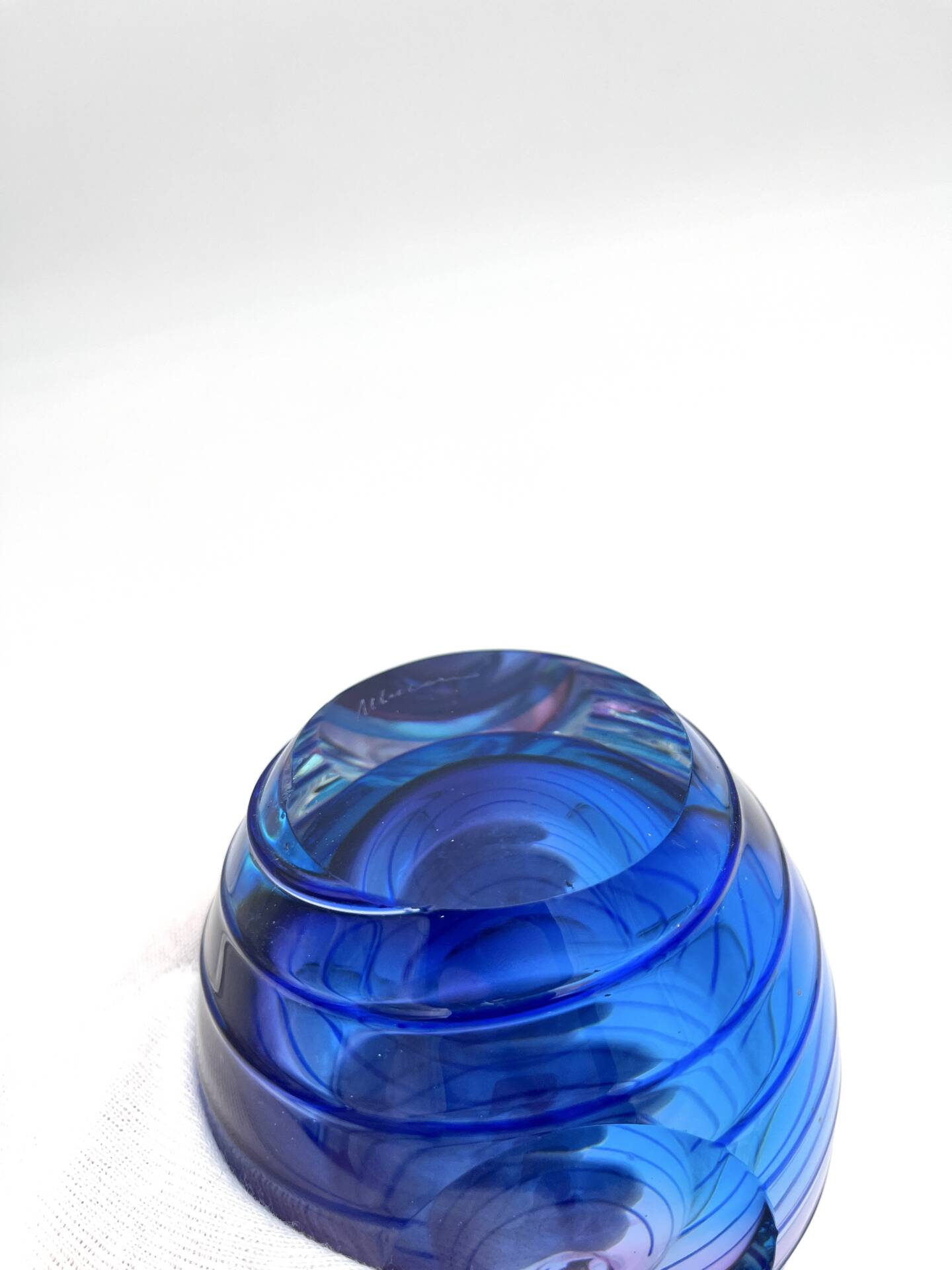 Murano Sommerso Perfume Bottle Signed with Polished Glass Faces 19cm
