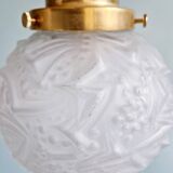Pair of Art Deco pendant lights in transparent satin glass, 1920s-30s