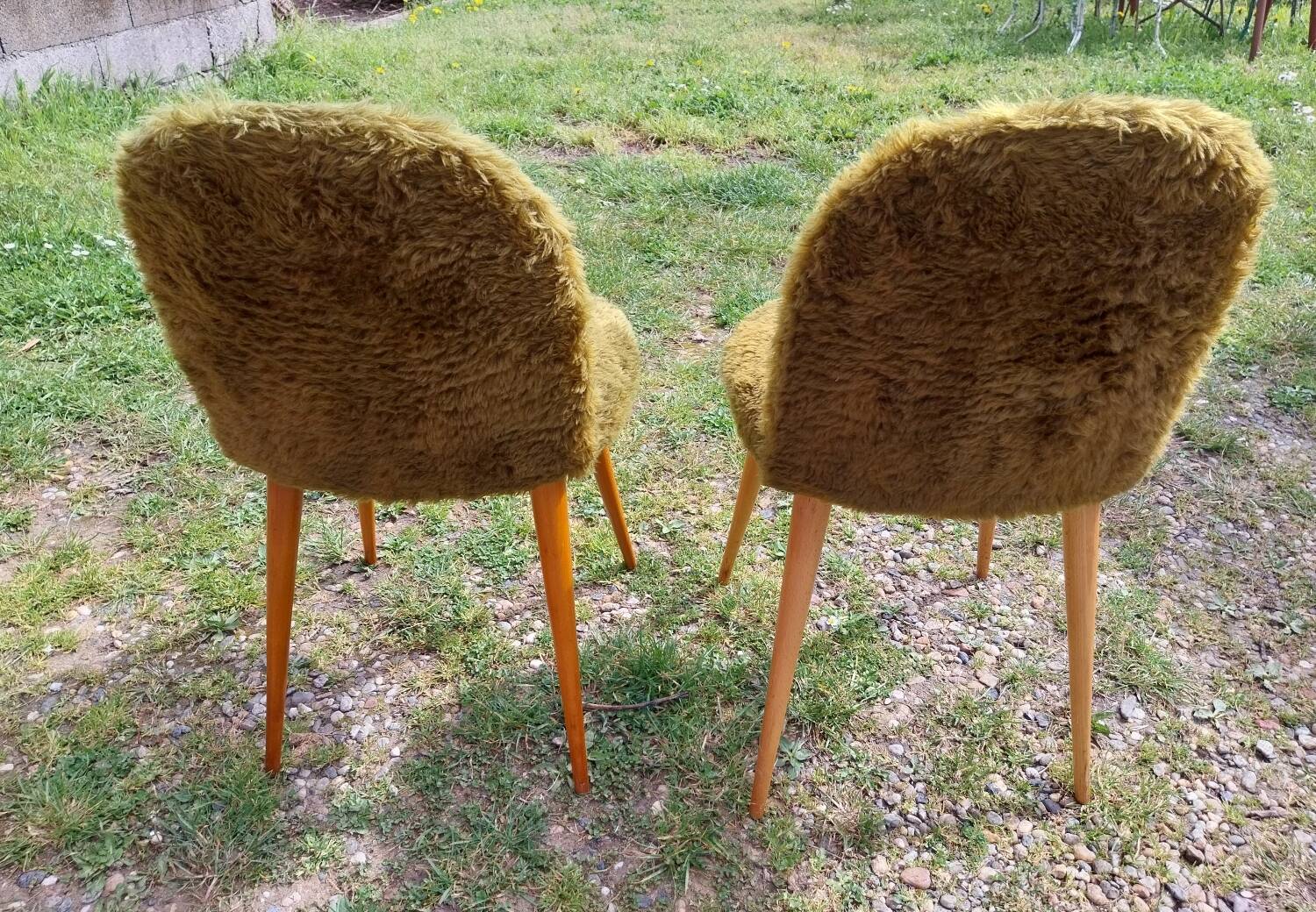 Green furry chairs