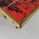 Vintage bamboo dining table with red, white and blue checks, 1950s