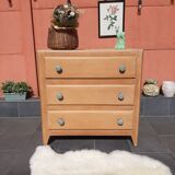 Commode vintage 3 tiroirs bois naturel