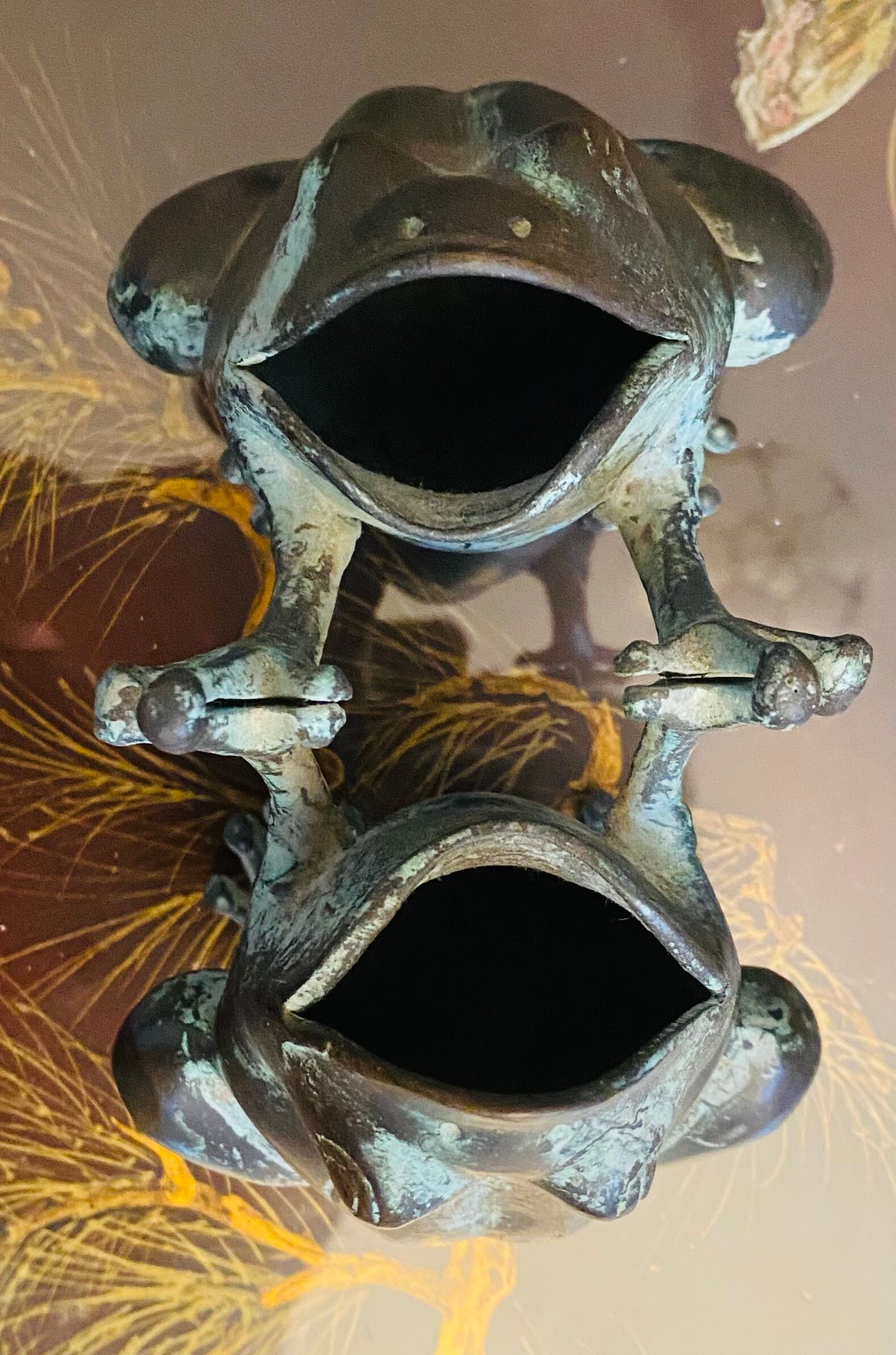 Bronze frog vase