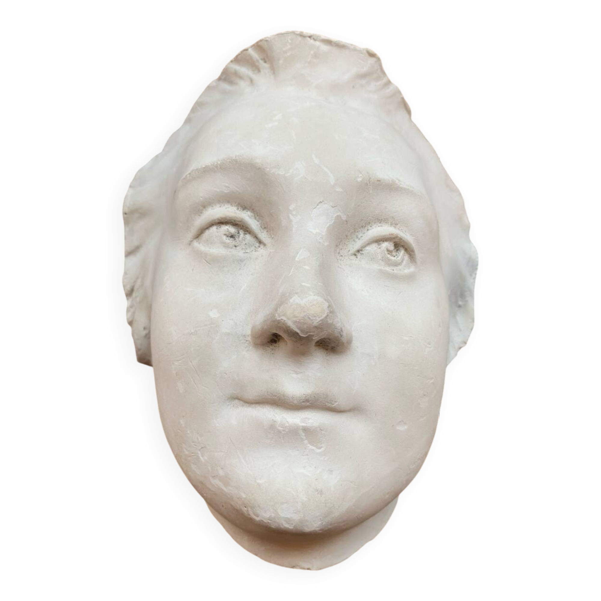 Plaster face wall statue